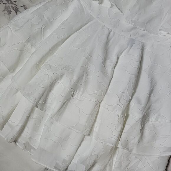 Lulu's Elegant Textured White Strapless Mini Dress - Picture 2 of 6